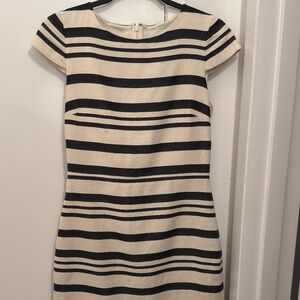 Black and Beige Striped Shift Dress